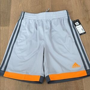 Adidas Men's Athletic Shorts in Gray with Orange Accents